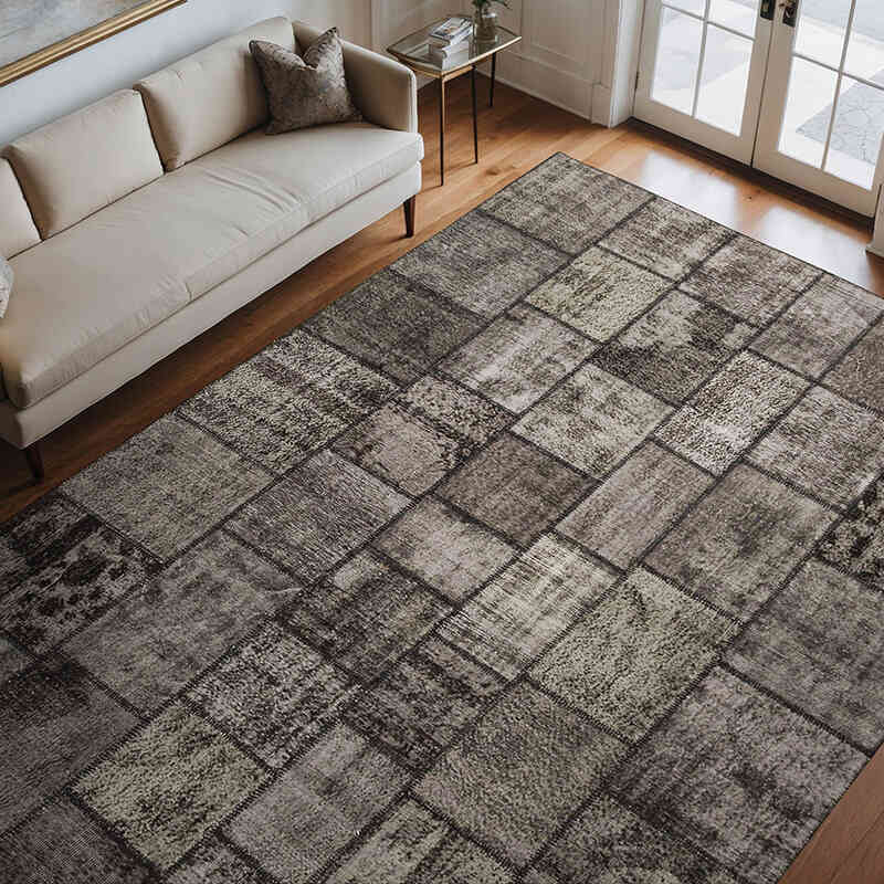 Patchwork Hand-Knotted Turkish Rug - 8' 4" x 11' 6" (100" x 138") - K0049755