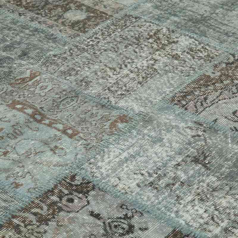 Grey Patchwork Hand-Knotted Turkish Rug - 8' 2" x 11' 7" (98 in. x 139 in.) - K0049758