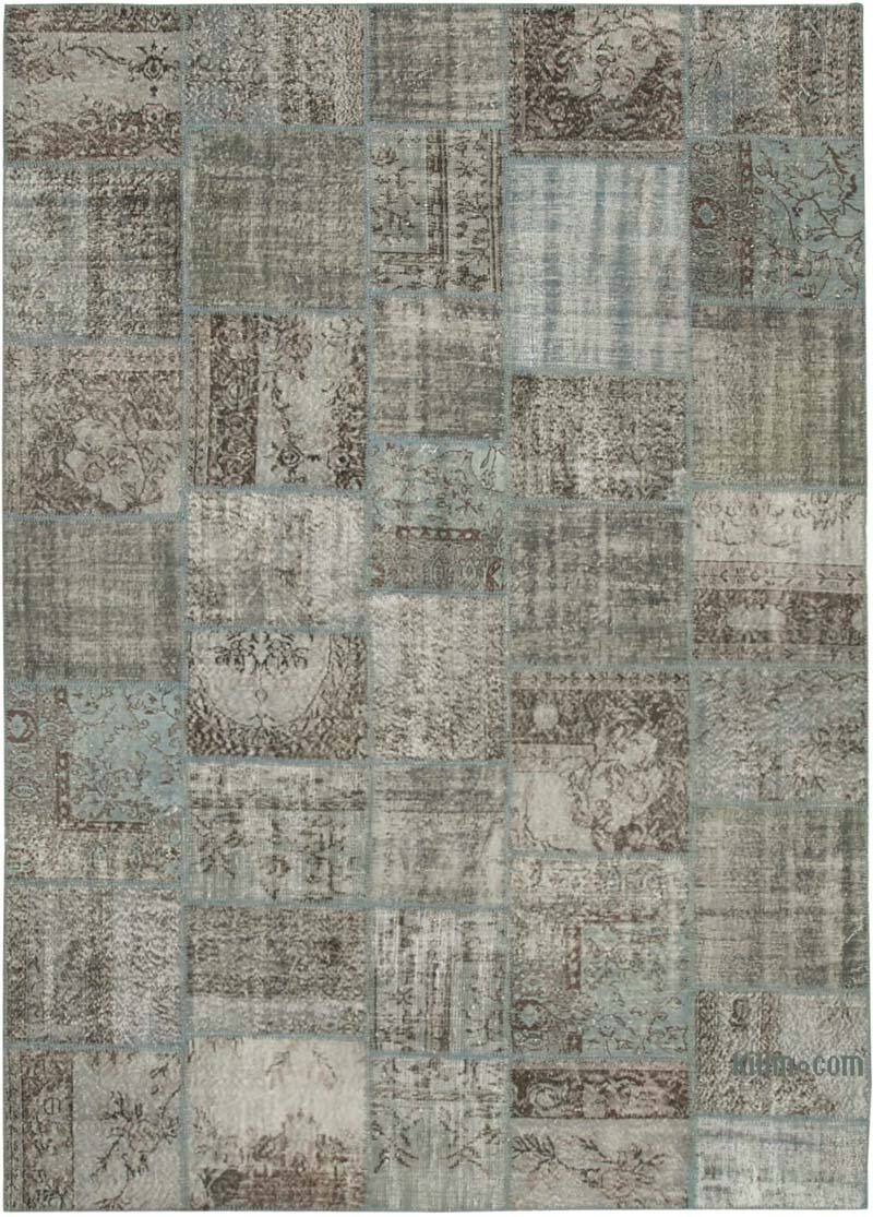Gri Boyalı Patchwork Halı - 250 cm x 354 cm - K0049758