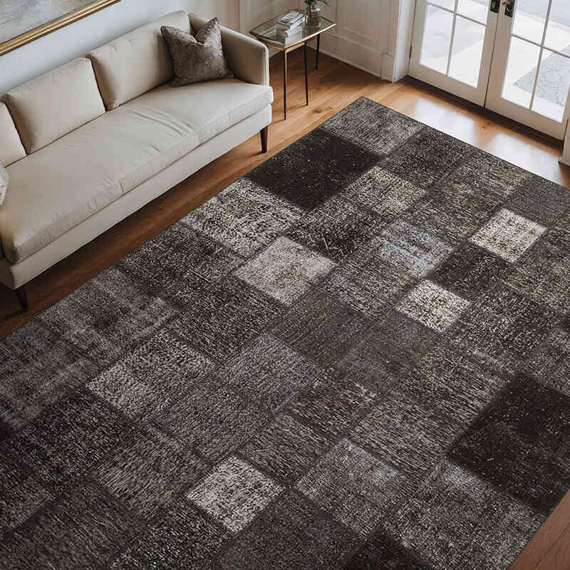 Patchwork Hand-Knotted Turkish Rug - 8' 4" x 11' 7" (100" x 139") - K0049759
