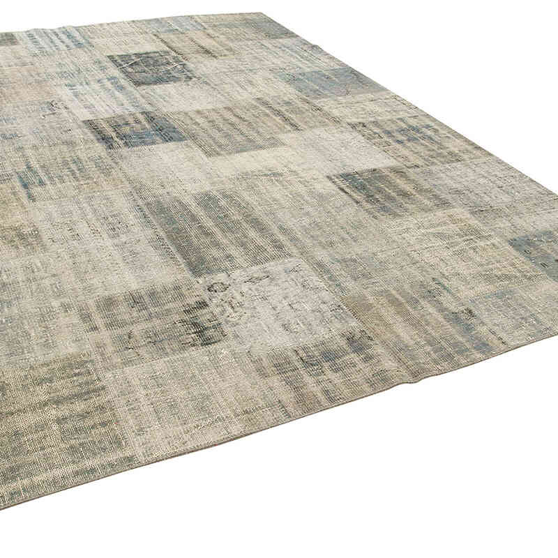 Açık Mavi Boyalı Patchwork Halı - 258 cm x 355 cm - K0049760