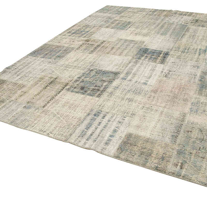 Açık Mavi Boyalı Patchwork Halı - 258 cm x 355 cm - K0049760
