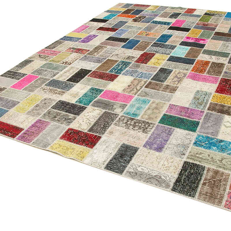 Multicolor Alfombra De Retazos Turca Sobre-teñida - 263 cm x 350 cm - K0049763