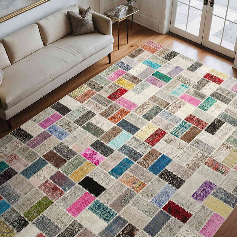 Multicolor Alfombra De Retazos Turca Sobre-teñida - 263 cm x 350 cm - K0049763