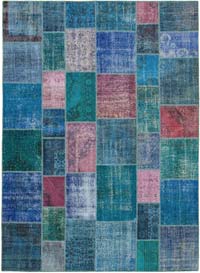Patchwork Hand-Knotted Turkish Rug - 8' 6" x 11' 8" (102" x 140")
