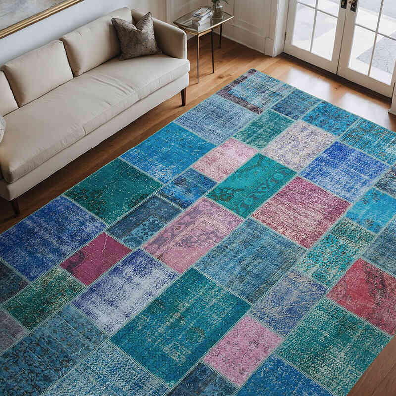 Patchwork Hand-Knotted Turkish Rug - 8' 6" x 11' 8" (102" x 140") - K0049768