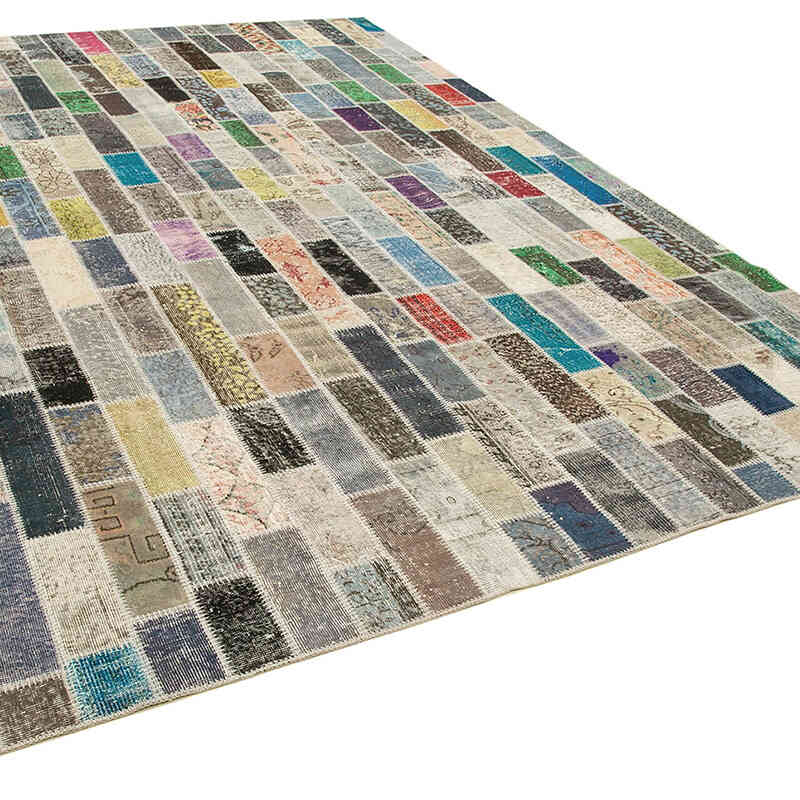 Multicolor Alfombra De Retazos Turca Sobre-teñida - 255 cm x 360 cm - K0049769