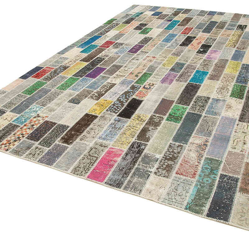 Multicolor Alfombra De Retazos Turca Sobre-teñida - 255 cm x 360 cm - K0049769