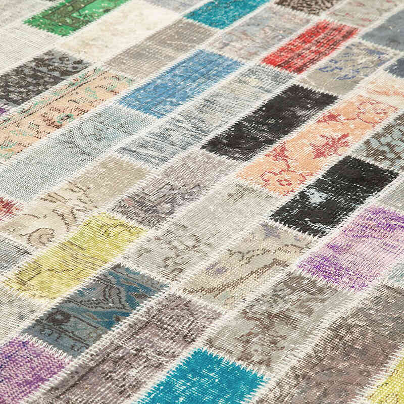 Multicolor Alfombra De Retazos Turca Sobre-teñida - 255 cm x 360 cm - K0049769