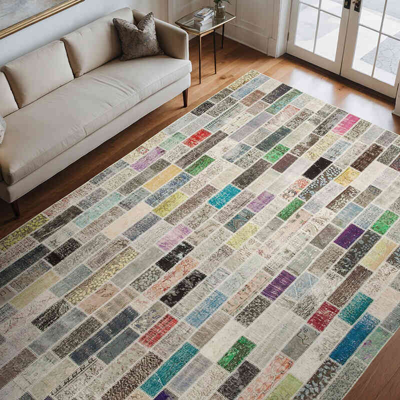 Multicolor Alfombra De Retazos Turca Sobre-teñida - 255 cm x 360 cm - K0049769