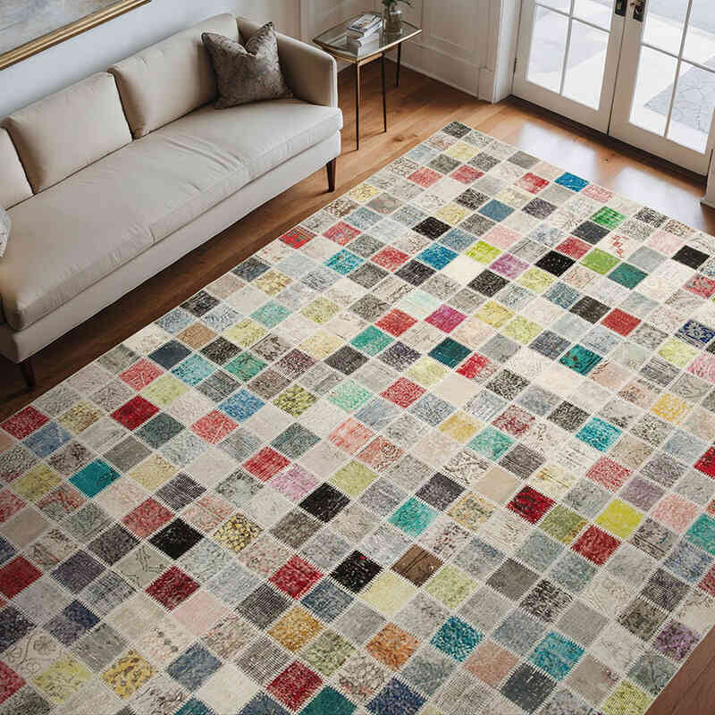 Çok Renkli Boyalı Patchwork Halı - 260 cm x 350 cm - K0049770