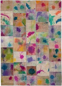 Multicolor Patchwork Hand-Knotted Turkish Rug - 8' 3" x 11' 5" (99" x 137")