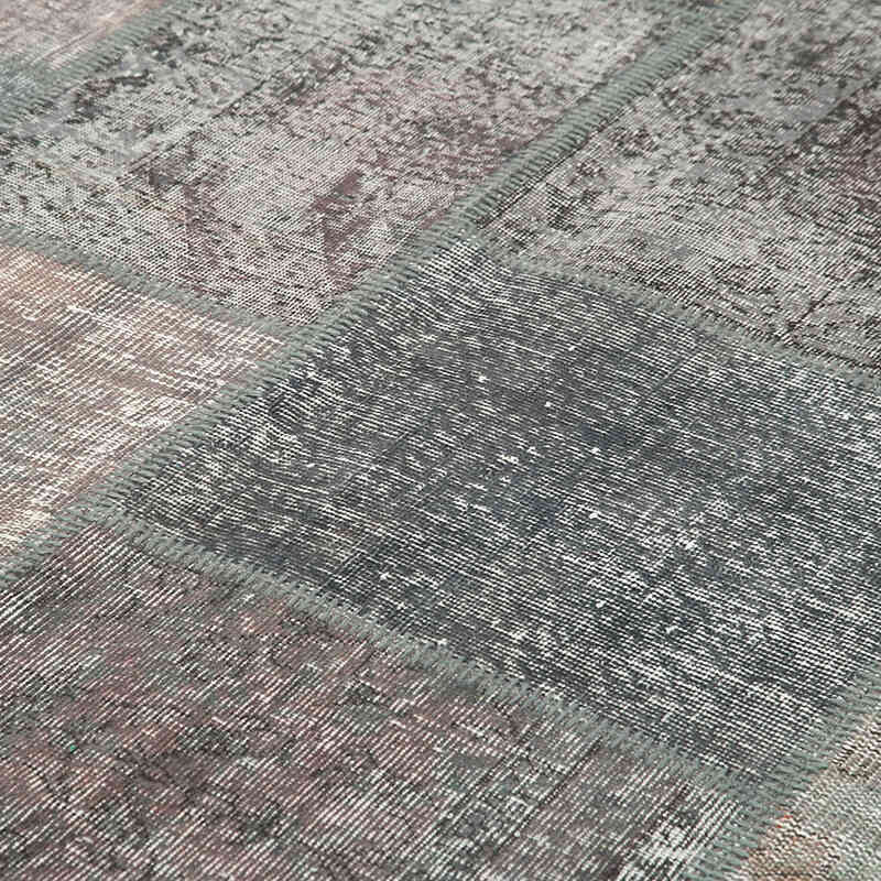 Gris Alfombra De Retazos Turca Sobre-teñida - 248 cm x 349 cm - K0049773