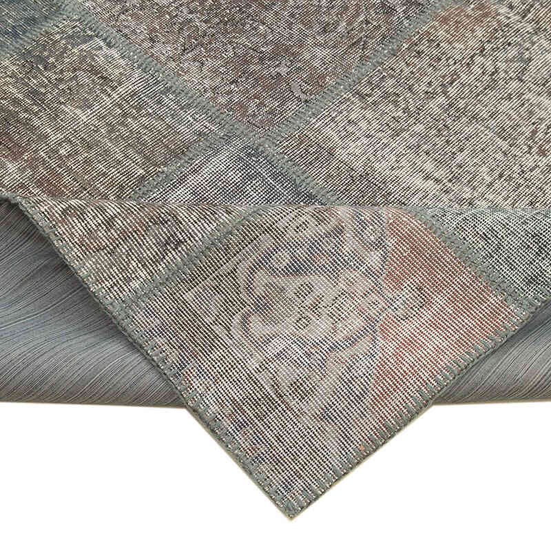 Gris Alfombra De Retazos Turca Sobre-teñida - 248 cm x 349 cm - K0049773
