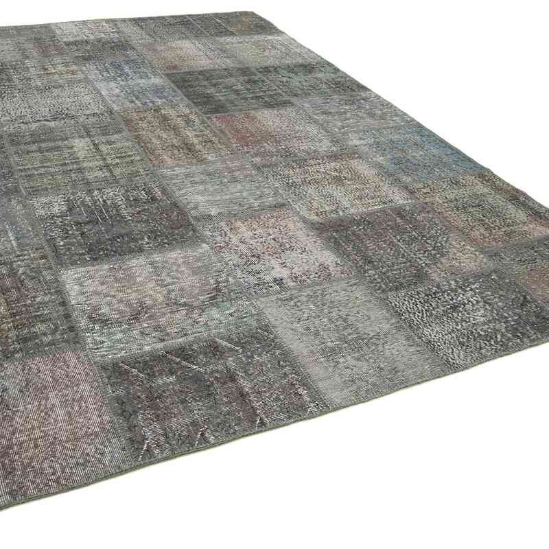 Grey Patchwork Hand-Knotted Turkish Rug - 8' 1" x 11' 6" (97 in. x 138 in.) - K0049774