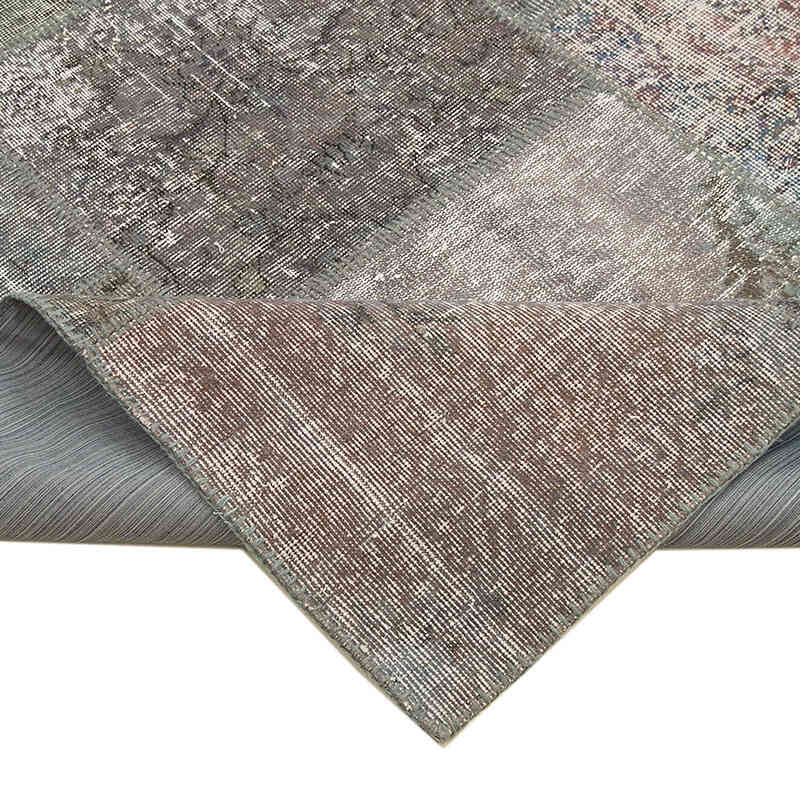 Grey Patchwork Hand-Knotted Turkish Rug - 8' 1" x 11' 6" (97 in. x 138 in.) - K0049774