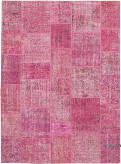 Pink Patchwork Hand-Knotted Turkish Rug - 8' 2" x 11' 6" (98 in. x 138 in.)