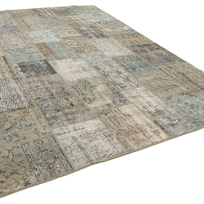 Gri Boyalı Patchwork Halı - 252 cm x 351 cm - K0049778