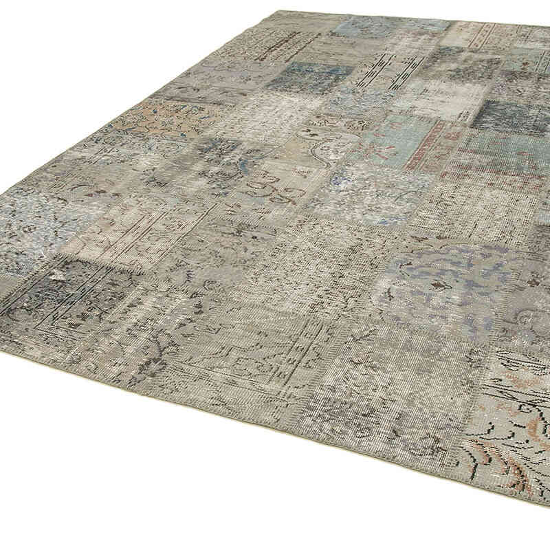 Gri Boyalı Patchwork Halı - 252 cm x 351 cm - K0049778