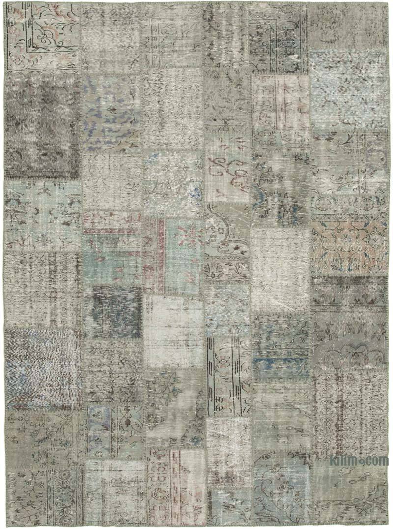 Gri Boyalı Patchwork Halı - 252 cm x 351 cm - K0049778
