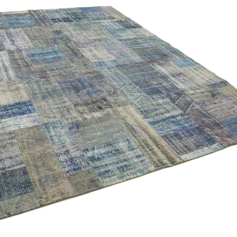 Mavi Boyalı Patchwork Halı - 251 cm x 351 cm - K0049779