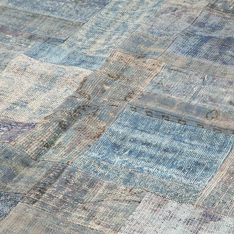 Mavi Boyalı Patchwork Halı - 251 cm x 351 cm - K0049779