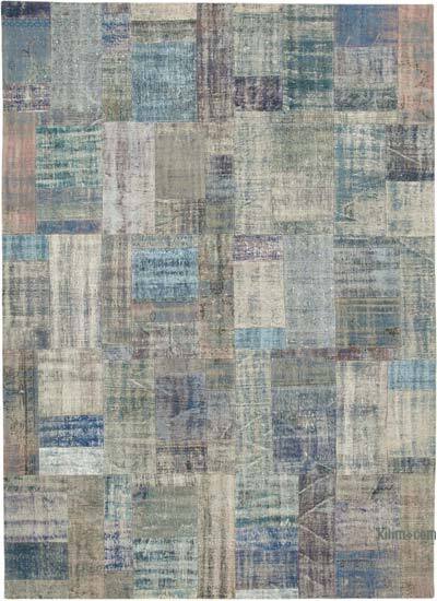 Mavi Boyalı Patchwork Halı - 251 cm x 351 cm