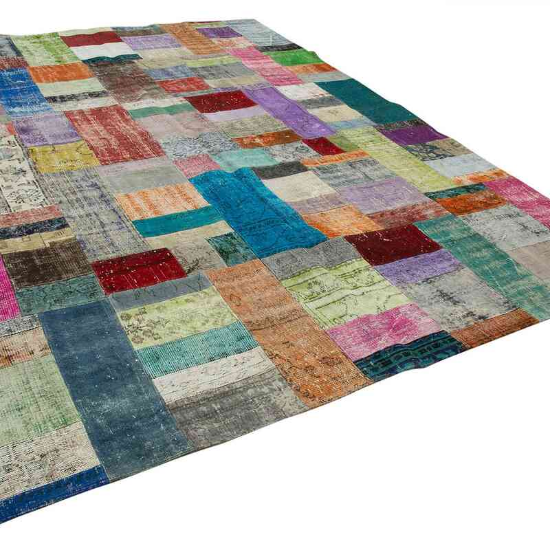 Multicolor Patchwork Hand-Knotted Turkish Rug - 8' 11" x 12' 1" (107 in. x 145 in.) - K0049781