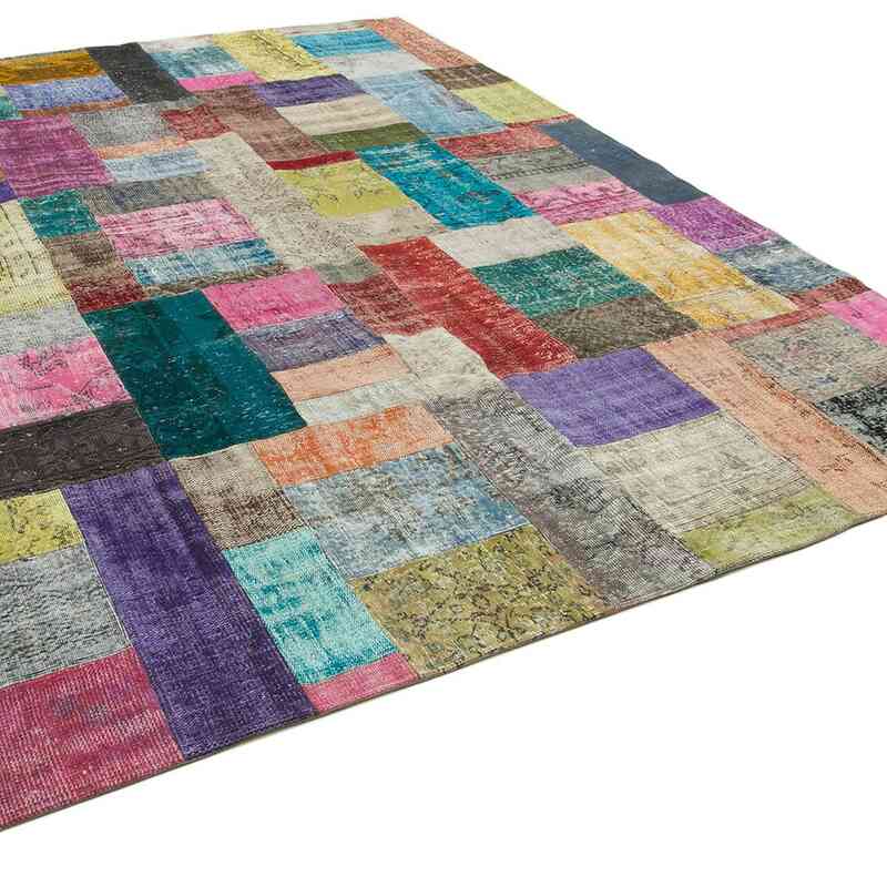 Multicolor Patchwork Hand-Knotted Turkish Rug - 8' 3" x 11' 6" (99 in. x 138 in.) - K0049783