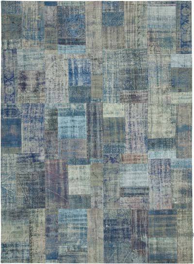 Mavi Boyalı Patchwork Halı - 251 cm x 349 cm