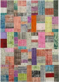 Multicolor Patchwork Hand-Knotted Turkish Rug - 8' 3" x 11' 6" (99" x 138")