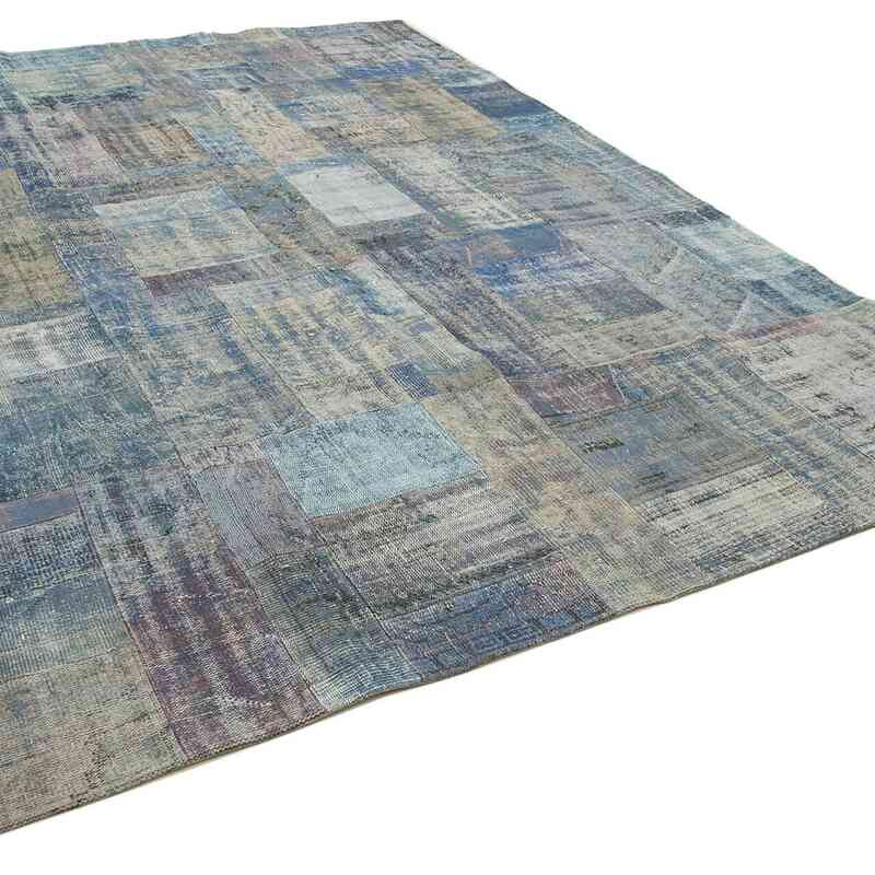 Mavi Boyalı Patchwork Halı - 250 cm x 350 cm - K0049788