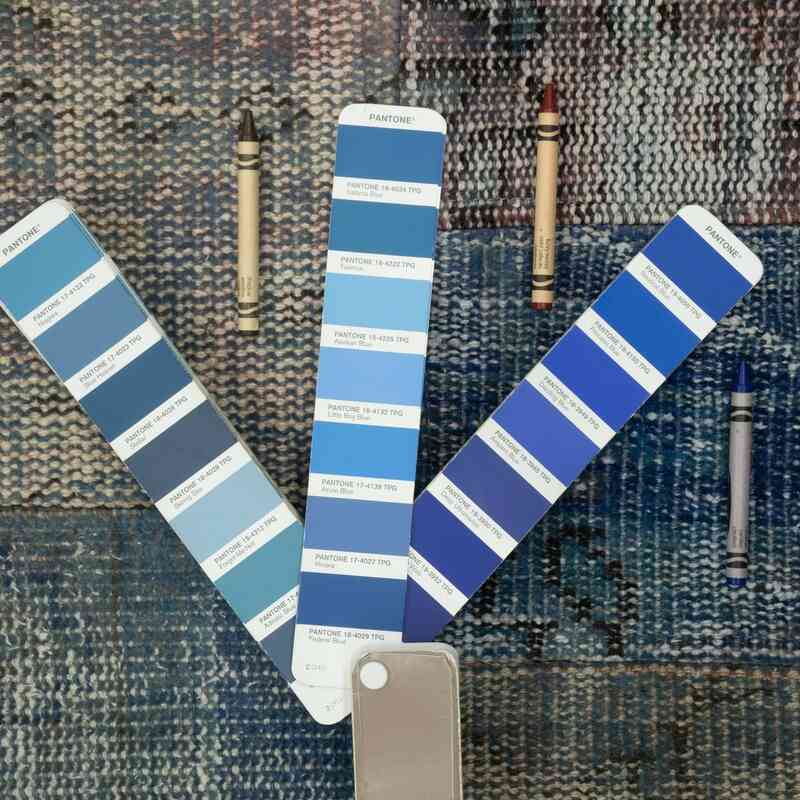 Mavi Boyalı Patchwork Halı - 250 cm x 350 cm - K0049788