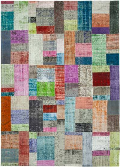 多色拼布手结土耳其地毯- 8英尺4英寸x11英尺7英寸(100英寸)。x 139。)