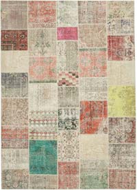 Patchwork Hand-Knotted Turkish Rug - 8' 2" x 11' 6" (98" x 138")