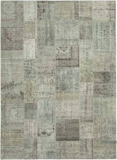 Grey Patchwork Hand-Knotted Turkish Rug - 8' 2" x 11' 6" (98 in. x 138 in.)
