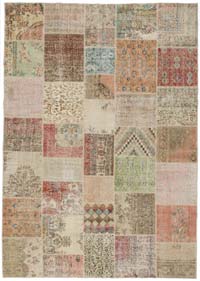 Patchwork Hand-Knotted Turkish Rug - 8' 2" x 11' 7" (98" x 139")