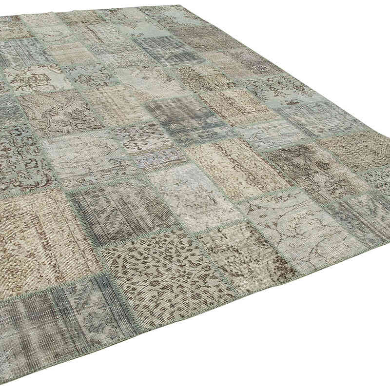 Blue Patchwork Hand-Knotted Turkish Rug - 8' 2" x 11' 6" (98" x 138") - K0049797