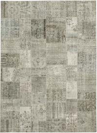 Gray Patchwork Hand-Knotted Turkish Rug - 8' 2" x 11' 6" (98" x 138")