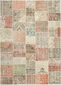 Patchwork Hand-Knotted Turkish Rug - 8' 2" x 11' 6" (98" x 138")