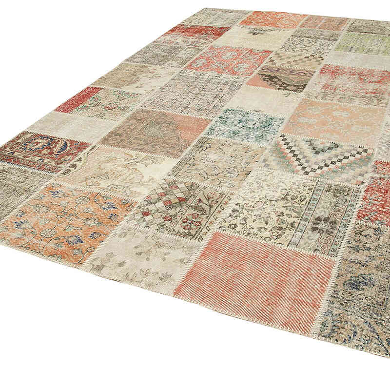 Patchwork Hand-Knotted Turkish Rug - 8' 2" x 11' 6" (98" x 138") - K0049808