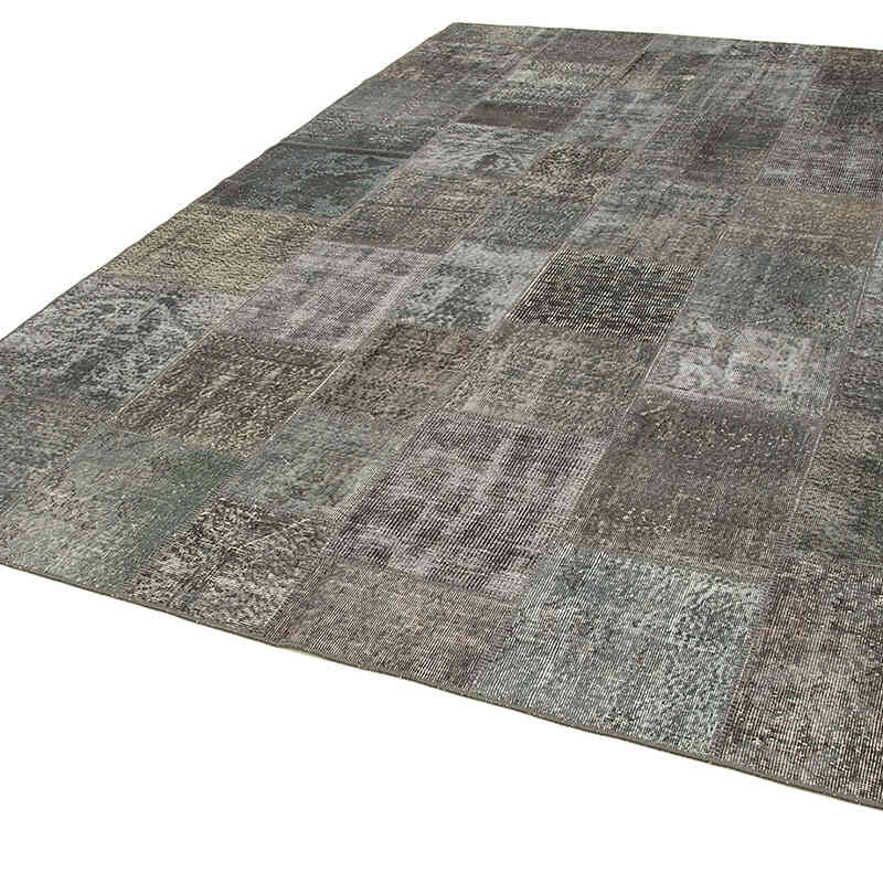 Gri Boyalı Patchwork Halı - 247 cm x 350 cm - K0049814