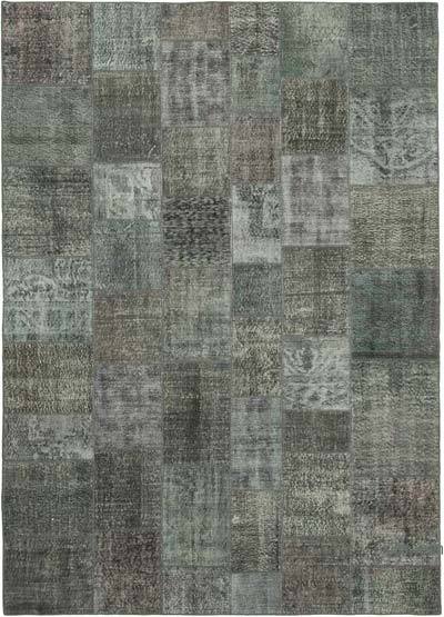 Grey Patchwork Hand-Knotted Turkish Rug - 8' 1" x 11' 6" (97 in. x 138 in.)