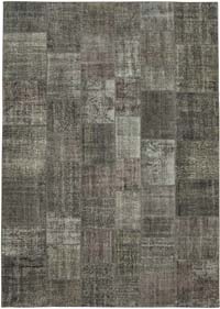 Gray Patchwork Hand-Knotted Turkish Rug - 8' 1" x 11' 6" (97" x 138")