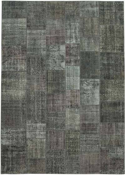 Grey Patchwork Hand-Knotted Turkish Rug - 8' 1" x 11' 6" (97 in. x 138 in.)