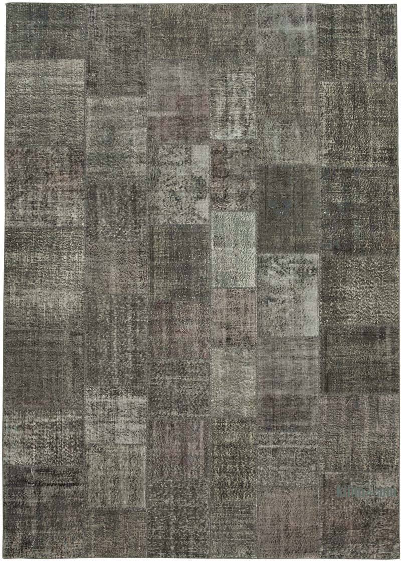 Gray Patchwork Hand-Knotted Turkish Rug - 8' 1" x 11' 6" (97" x 138") - K0049815