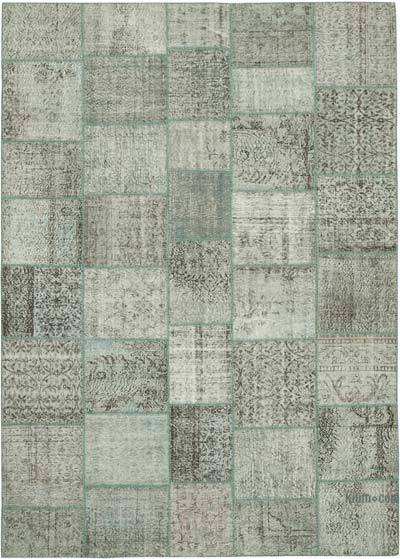Blue Patchwork Hand-Knotted Turkish Rug - 8' 2" x 11' 6" (98 in. x 138 in.)