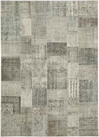 Gray Patchwork Hand-Knotted Turkish Rug - 8' 3" x 11' 6" (99" x 138")