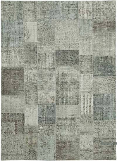 Grey Patchwork Hand-Knotted Turkish Rug - 8' 3" x 11' 6" (99 in. x 138 in.)