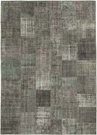 Gray Patchwork Hand-Knotted Turkish Rug - 8' 2" x 11' 6" (98" x 138")